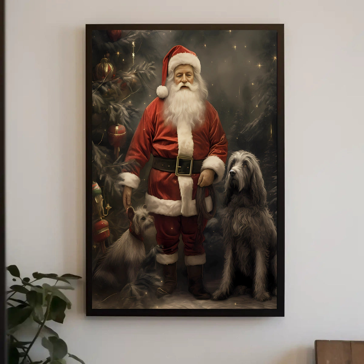 Santa Claus And His Canine Companions Poster