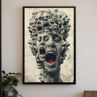 Surreal Faces of Anguish Art Poster Print PosterGoat