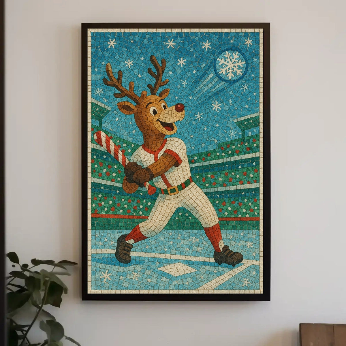 Reindeer Baseball Star Poster