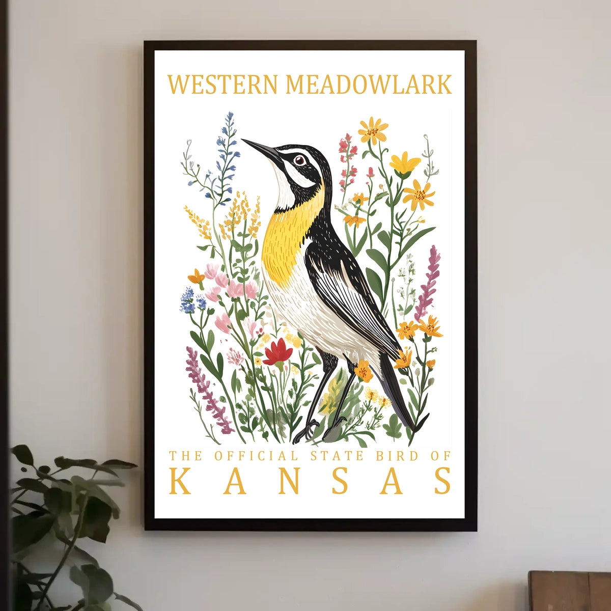 Western Meadowlark Kansas State Bird Art Poster