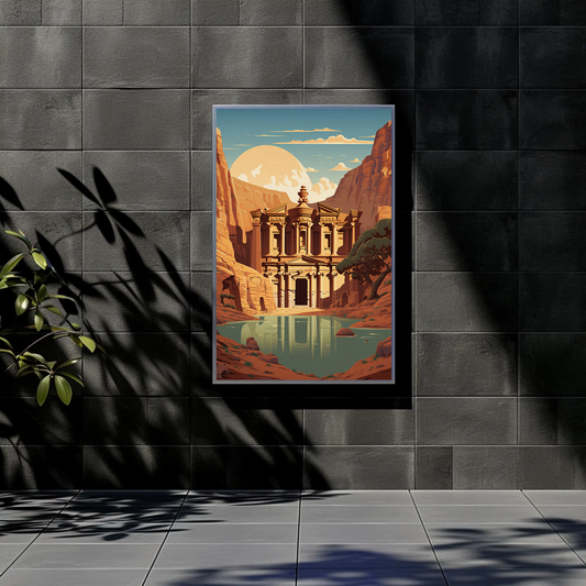 Petra Jordan Ancient Ruins Vintage Travel Poster