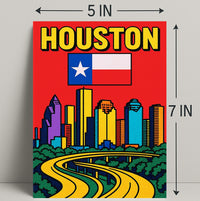 Houston Skyline Pop Art Poster PosterGoat