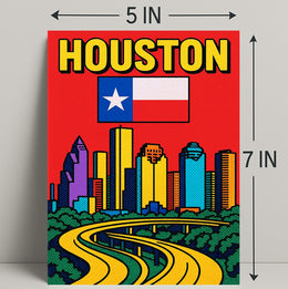 Houston Skyline Pop Art Poster PosterGoat