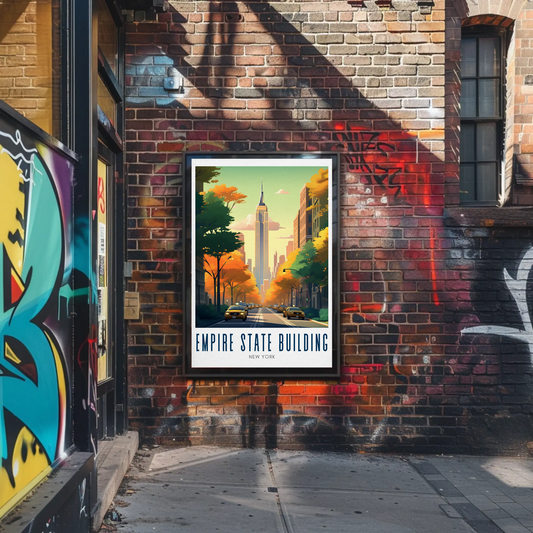 Empire State Building Autumn New York Street Poster