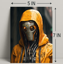 Cybernetic Sentinel In The Rain Poster PosterGoat