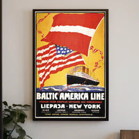 Baltic America Line Vintage Travel Poster Art