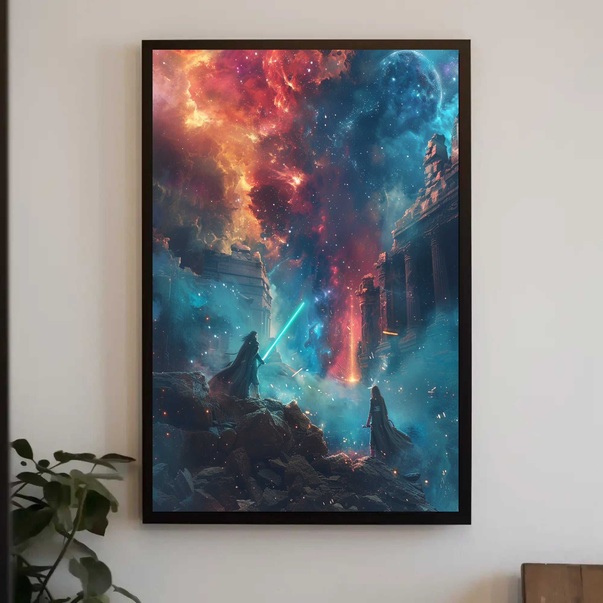 Epic Cosmic Duel: Fantasy or Mythology Poster PosterGoat