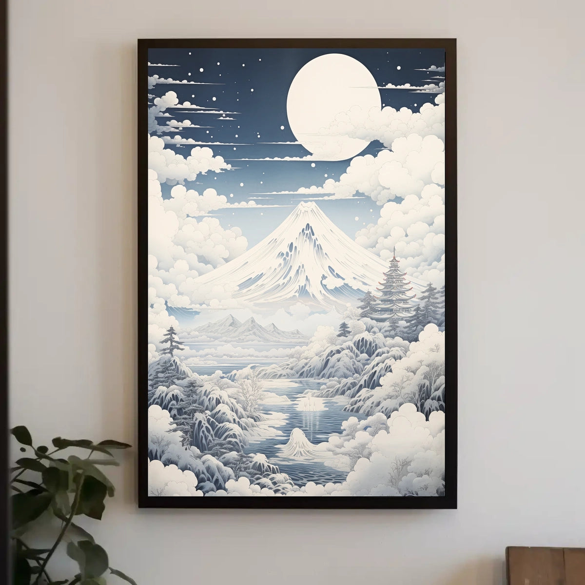 Serene Mount Fuji Nightscape Cultural or Heritage Poster