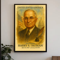 Harry S. Truman 33rd President of the United States Vintage Watercolor Poster