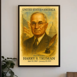 Harry S. Truman 33rd President of the United States Vintage Watercolor Poster