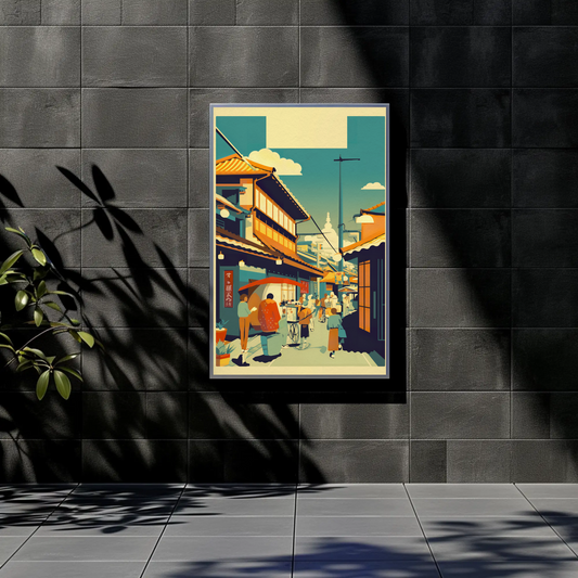 Japan Market Street Life Travel Culture Vintage Travel Poster