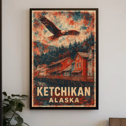 Ketchikan Eagles Vintage Coastal Travel Poster