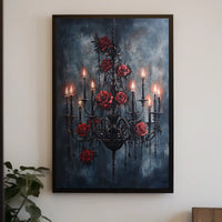 Gothic Chandelier and Rose Poster Poster