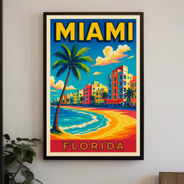 Miami Florida Vibrant Beachfront Poster