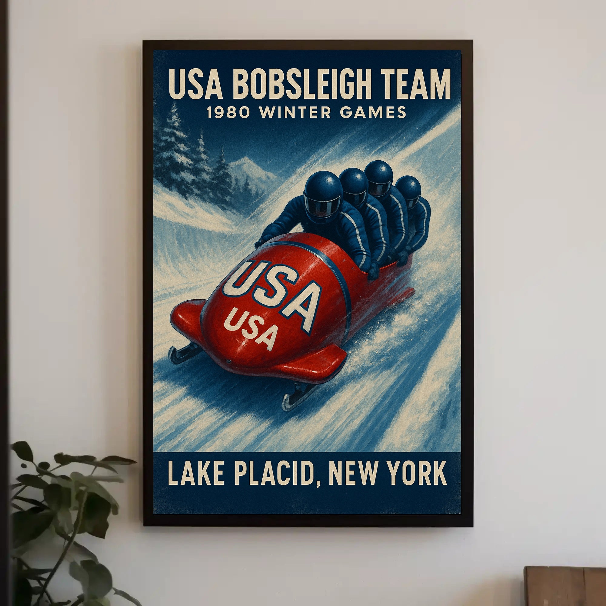 1980 Winter Games Usa Bobsleigh Team Poster