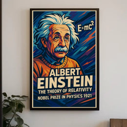 Albert Einstein Theory Relativity Vintage Scientific Portrait Wall Art Iconic Heritage Poster