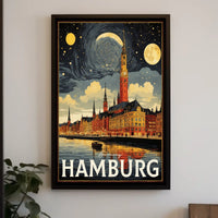 Hamburg A Nighttime Cityscape Poster