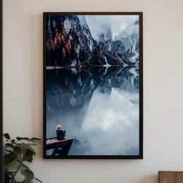 Serene Mountain Lake Autumn Reflection Art Poster