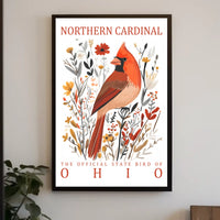 Northern Cardinal Ohio State Bird Art Poster