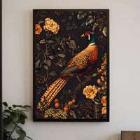 Majestic Pheasant Floral Harmony Poster