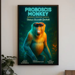 Proboscis Monkey Borneos Pristine Marvel Poster
