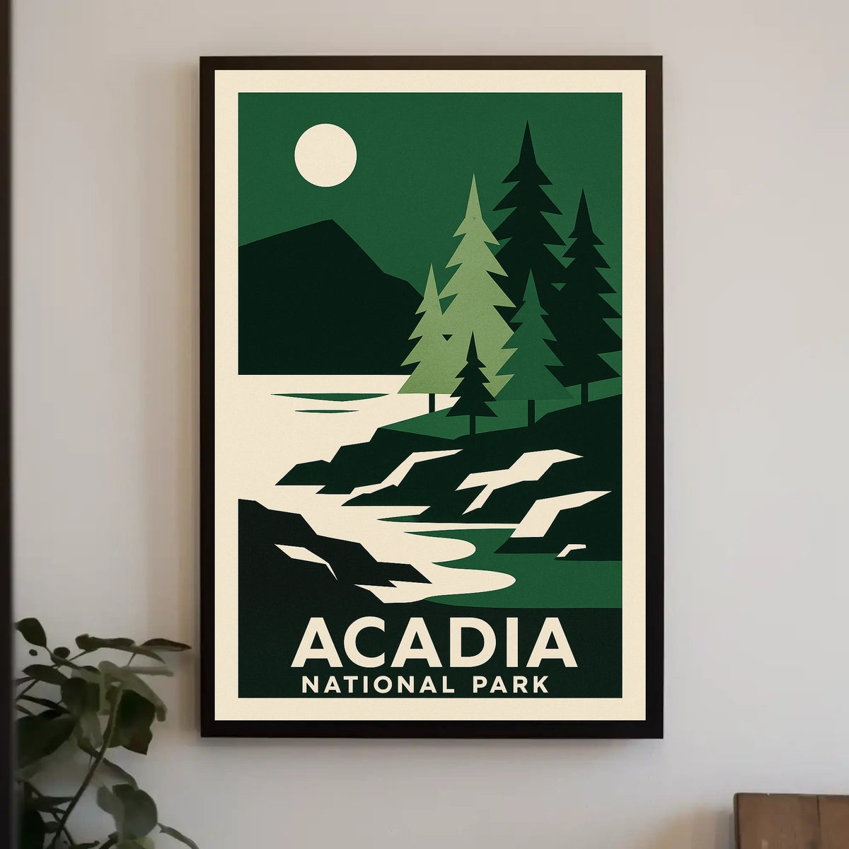 Acadia National Park Vintage Wanderlust Poster