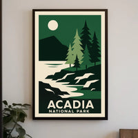 Acadia National Park Vintage Wanderlust Poster