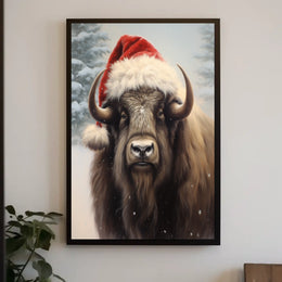 Festive Bison In Winter Wonderland Poster