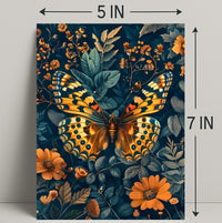 Vibrant Butterfly and Flowers Illustrated Animal Poster
