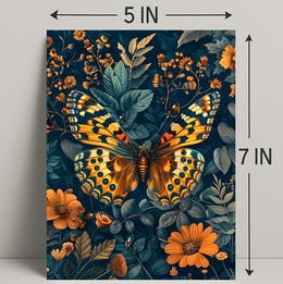 Vibrant Butterfly and Flowers Illustrated Animal Poster