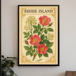 Rhode Island Floral Poster