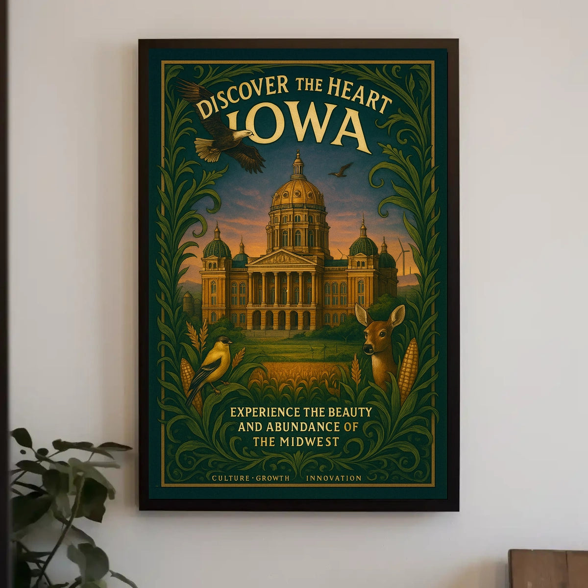 Iowa Beauty Vintage Architecture Wildlife Poster