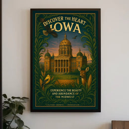 Iowa Beauty Vintage Architecture Wildlife Poster