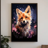 Enchanting Fox in Floral Fantasy Art Poster