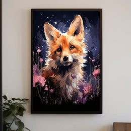 Enchanting Fox in Floral Fantasy Art Poster