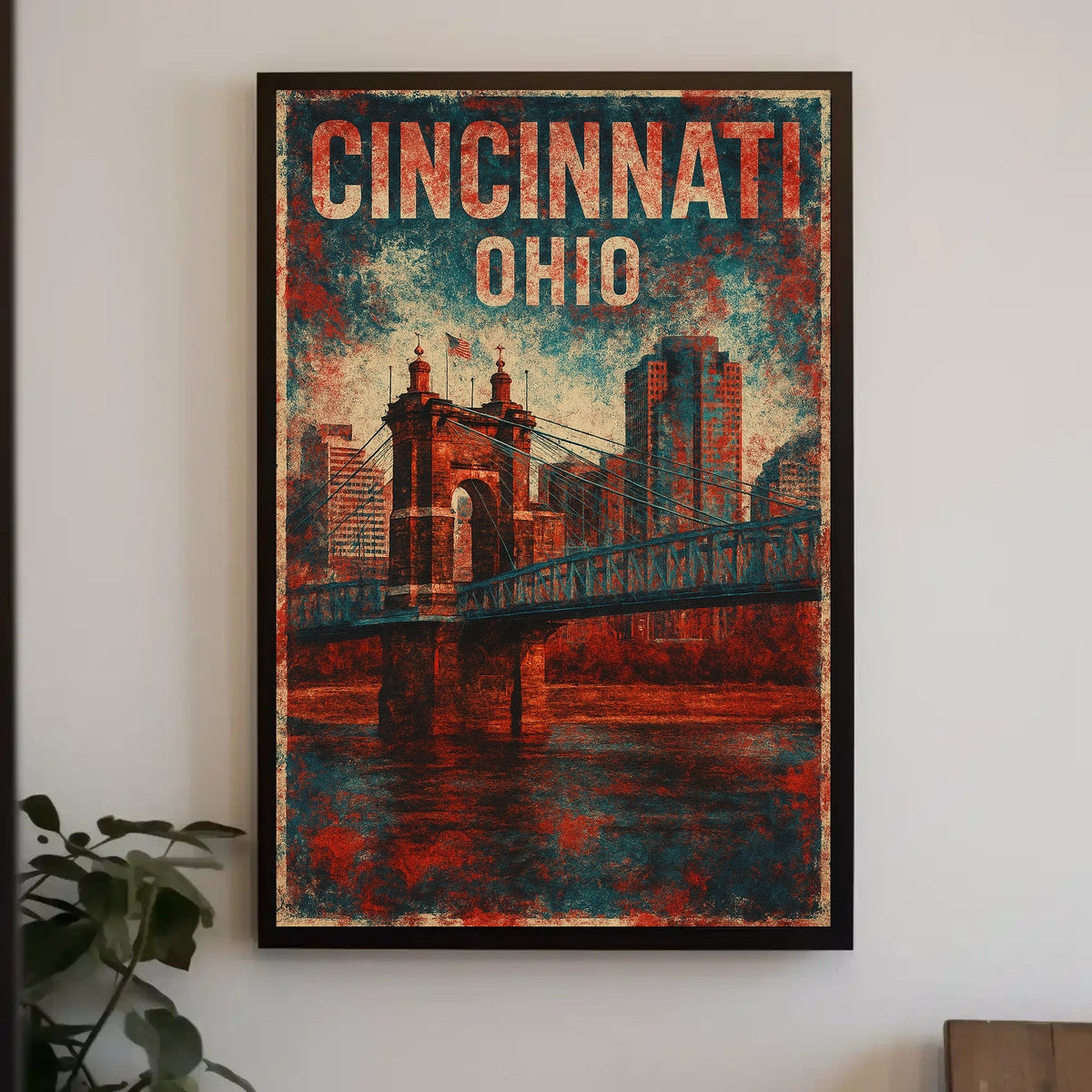 Cincinnati Ohio Scenic Vintage Cityscape Travel Souvenir Collector Gift Enthusiast Poster