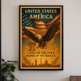 United States of America Land of the Free Poster