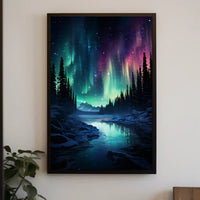 Aurora Borealis Over A Winter Landscape Poster