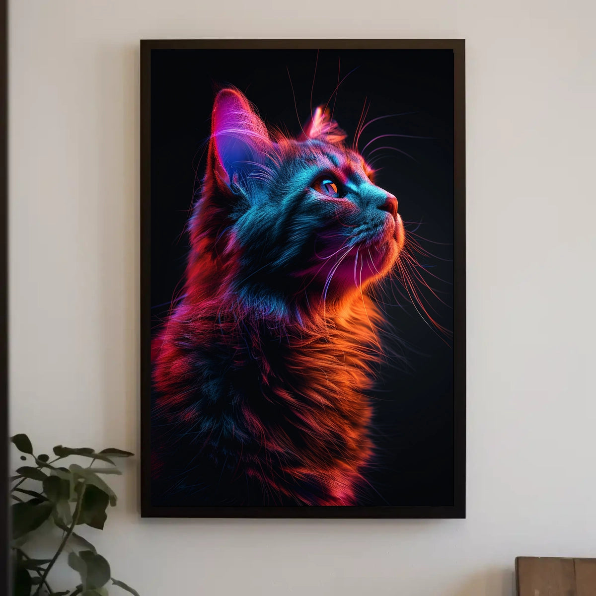 Neon Cat Portrait Poster