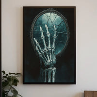 Skeletal Hand Mirror: Abstract, Artistic, or Pop Culture Poster