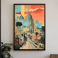 Urban Vibrance: Classic Meets Modern Architectural Travel Poster