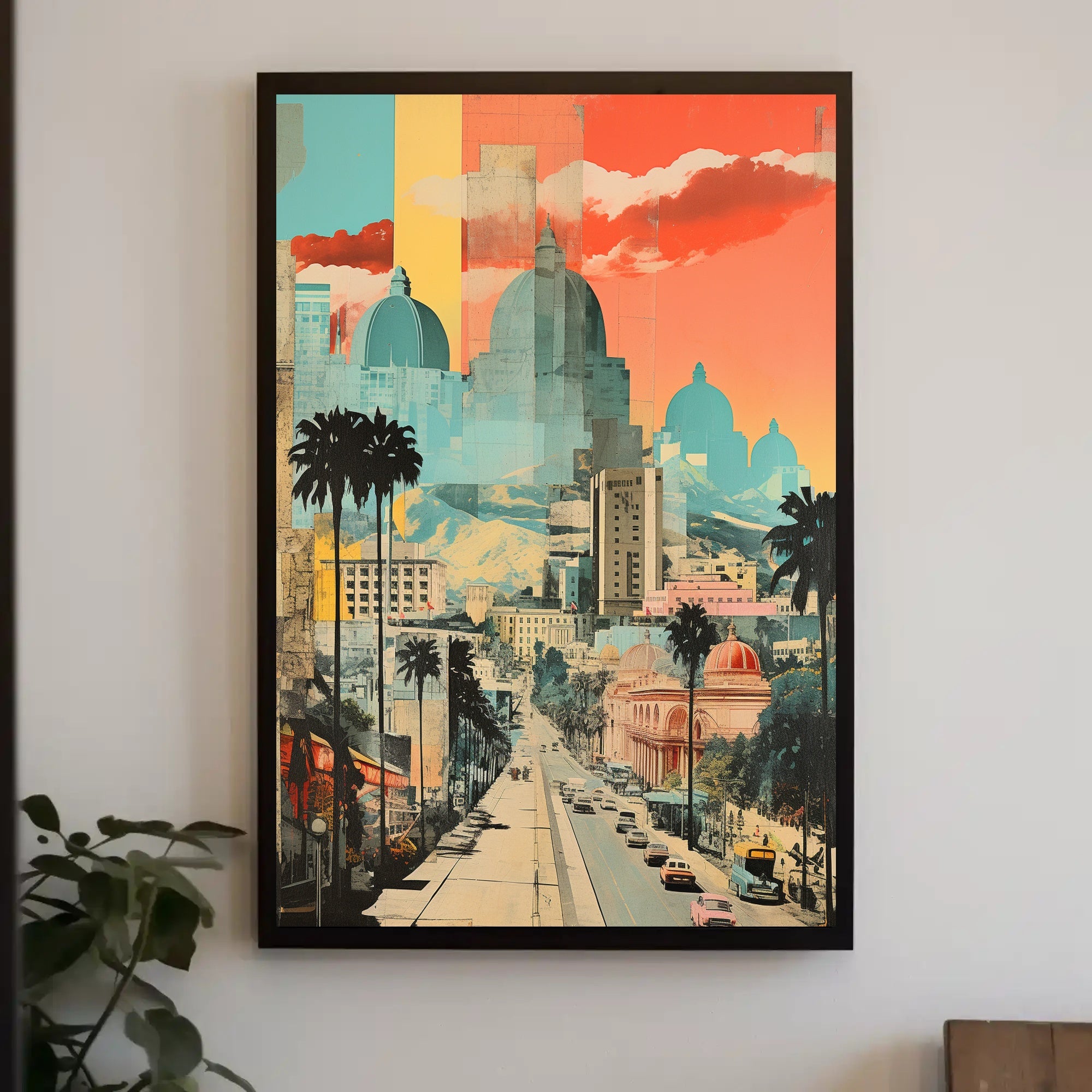 Urban Vibrance: Classic Meets Modern Architectural Travel Poster