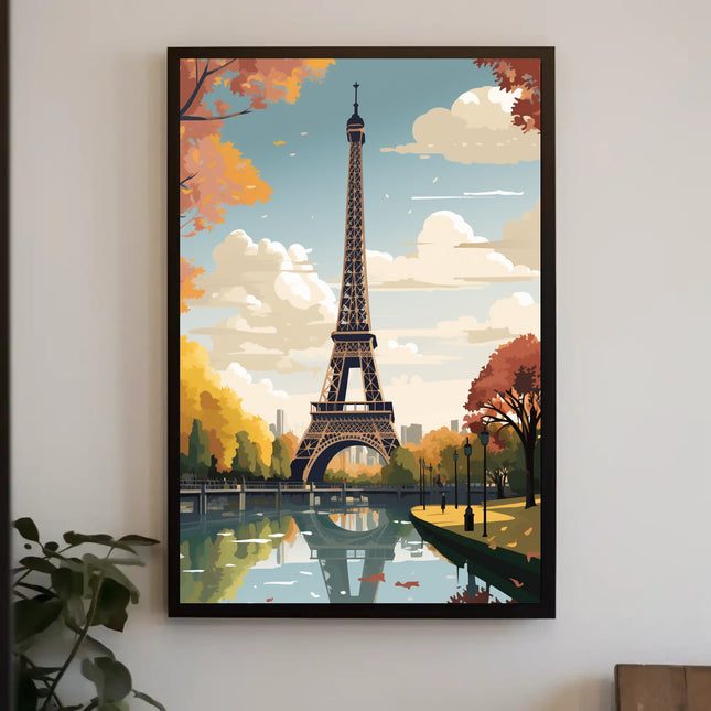 Eiffel Tower in Autumnal Scene Travel Poster
