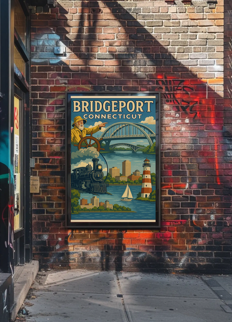 Bridgeport Connecticut Vintage Maritime Transport Travel Poster