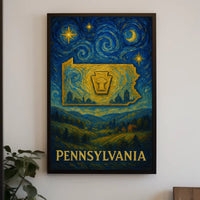 Artistic Pennsylvania Night Scene: Vintage Impressionistic Poster