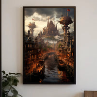 Steampunk Cityscape Poster