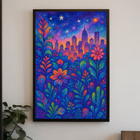 Colorful Cityscape Night Sky: Urban or Cityscape Poster