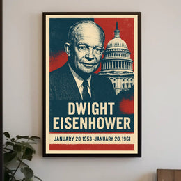 Iconic Eisenhower Patriotism Vintage Silkscreen Leadership Capitol Silhouette Midcentury Americana Tribute Poster