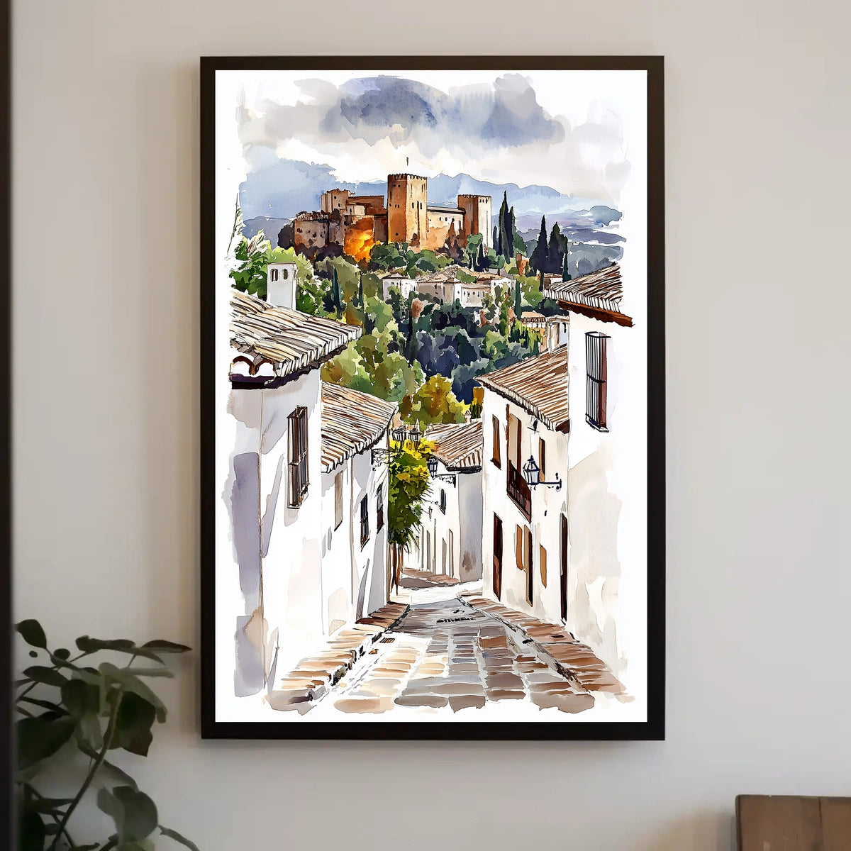 Granada Spain Alhambra View From A Historic Street Poster