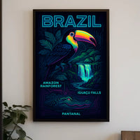 Brazilian Wildlife Adventure: Neon Rainforest Art Poster